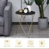 Wooden Metal Round Coffee Table - Black 48X43X43