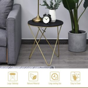 Wooden Metal Round Coffee Table - Black 48X43X43