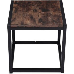 Wooden End Table with Black Metal Legs 40X45X45