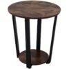 2 Tier Round Side Coffee Table - Brown 50X50X57