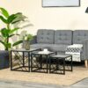 Set of 3 Nesting Coffee Tables Square Side Tables with Metal Frame - Grey 45X48X48