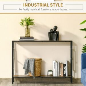 Industrial Console Table with Storage Shelf - Brown 75X106X25
