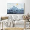 Canvas Wall Art, Abstract Framed Portrait of Silhouettes of mountains with trees