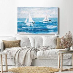 Canvas Wall Art, Abstract Framed Portrait of Sailing Boats
