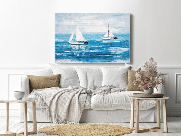 Canvas Wall Art, Abstract Framed Portrait of Sailing Boats