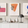 Canvas Wall Art, Abstract Framed Portrait of illustrations with watercolor geometric blurs