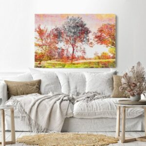 Canvas Wall Art, Abstract Framed Portrait of Vintage Trees Scenic