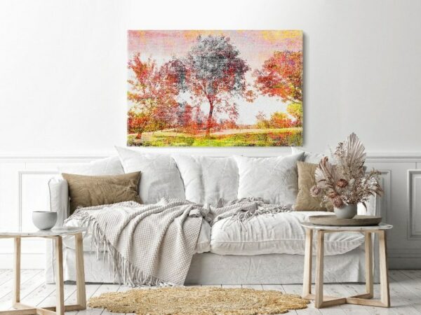 Canvas Wall Art, Abstract Framed Portrait of Vintage Trees Scenic