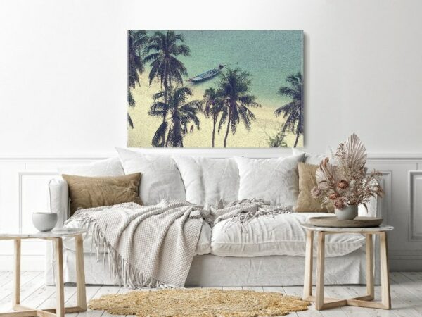 Canvas Wall Art, Abstract Framed Portrait of boat on the beach