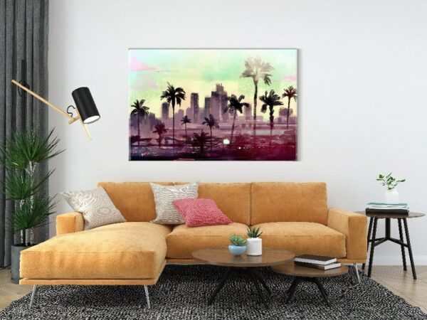 Canvas Wall Art, Abstract Framed Portrait of palm trees in Los Angeles