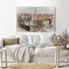 Canvas Wall Art, Abstract Framed Portrait of Old Town in summer, Estonia