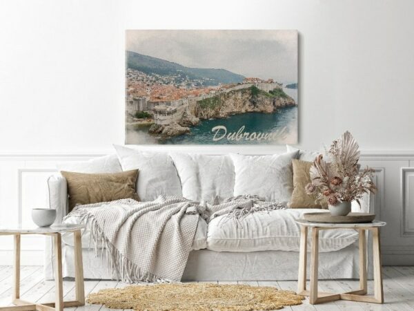 Canvas Wall Art, Abstract Framed Portrait of city walls of Dubrovnik Old Tow