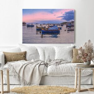 Canvas Wall Art, Abstract Framed Portrait of Traditional Maltese boats