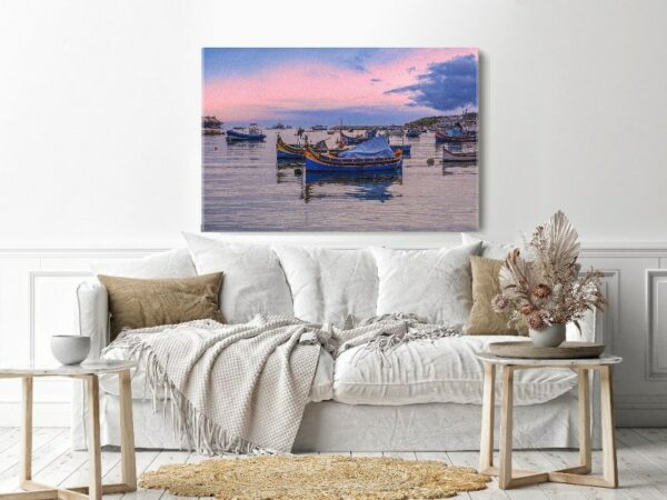 Canvas Wall Art, Abstract Framed Portrait of Traditional Maltese boats