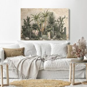 Canvas Wall Art, Abstract Framed Portrait of thickets of tropical desert plants