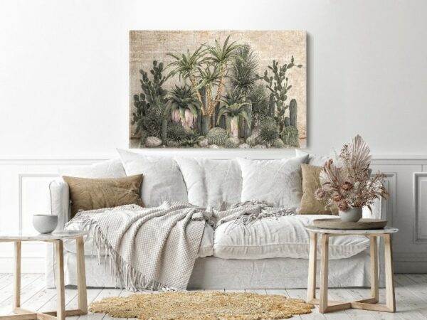 Canvas Wall Art, Abstract Framed Portrait of thickets of tropical desert plants