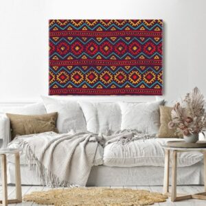 Canvas Wall Art, Abstract Framed Portrait of Bohemian style tribal pattern