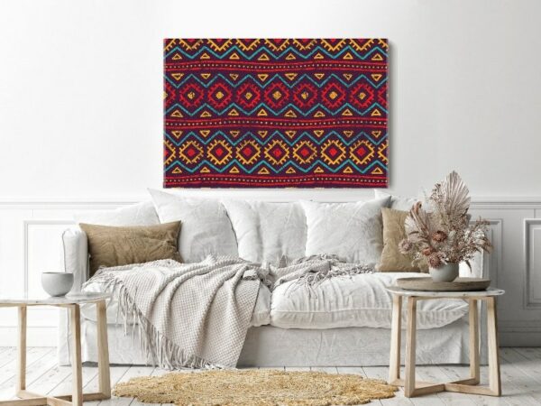 Canvas Wall Art, Abstract Framed Portrait of Bohemian style tribal pattern