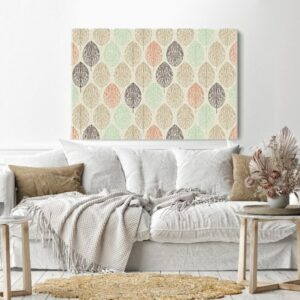 Canvas Wall Art, Abstract Framed Portrait of seamless pattern with leafs