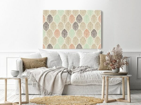 Canvas Wall Art, Abstract Framed Portrait of seamless pattern with leafs
