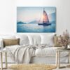 Canvas Wall Art, Abstract Framed Portrait of Sailboat in the sea in the evening sunlight