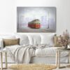 Canvas Wall Art, Abstract Framed Portrait of old tram in old city
