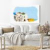 Canvas Wall Art, Abstract Framed Portrait of Promenade street along the sea walls morocco