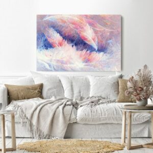 Canvas Wall Art, Abstract Framed Portrait of painting of bird feathers