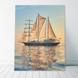 Canvas Wall Art, Abstract Framed Portrait of Sailing ship race. Cruises and yachting