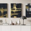 Canvas Wall Art, Abstract Framed Portrait of A set of three abstract background of minimalism. With a geometric pattern of art