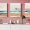 Canvas Wall Art, Abstract Framed Portrait of A set of three abstract background of minimalism. With a geometric pattern of art