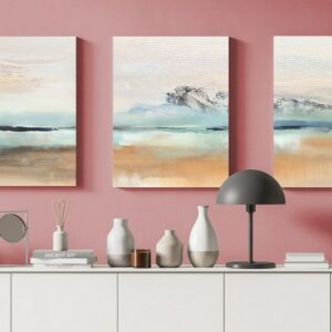 Canvas Wall Art, Abstract Framed Portrait of A set of three abstract background of minimalism. With a geometric pattern of art