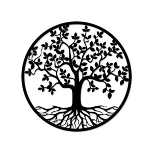 Decorative tree of life wood wall Art 80X80 cm