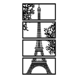 Decorative Eiffel tower wood wall Art 4 panels 60X125 cm