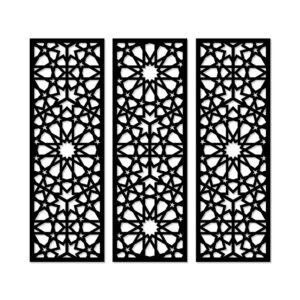 Decorative arabesque style wood wall Art 3 panels 80X80 cm