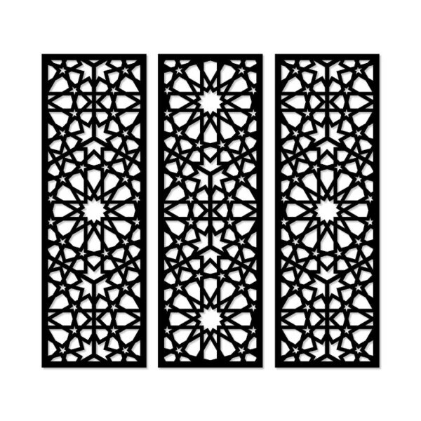 Decorative arabesque style wood wall Art 3 panels 80X80 cm