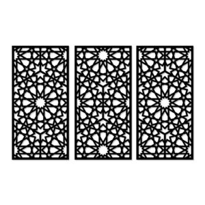 هوم جاليري جدارية خشب شكل أسلوب الأرابيسك ديكور حائط 3 لوحات 80X130 سم