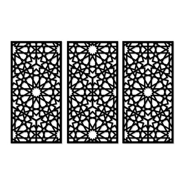 هوم جاليري جدارية خشب شكل أسلوب الأرابيسك ديكور حائط 3 لوحات 80X130 سم