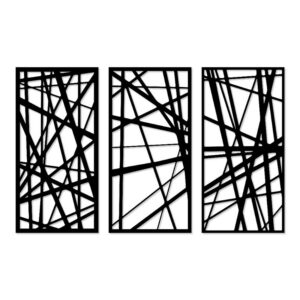 Decorative Abstract linear pattern wood wall Art 3 panels 80X130 cm