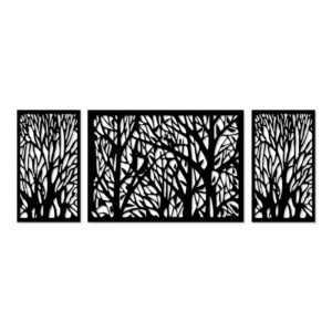 Beautiful Decorative forest trees wood wall Art 3 panels 80x225 cm