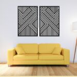 Geometric wood wall art Set of 2 Panel Each 80x50