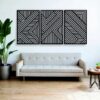 Geometric Wood Wall Art  Set of 3 Modern Panel Each 80x50