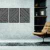لوحات جدارية خشبية هندسية من منتصف القرن ، مجموعة من 3 لوحات حديثة 80x50