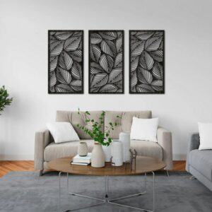 leaves Wood wall Art - Set of 3 Panel Each 80x40