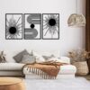 Unique Boho Wood Wall art Set of 3 Panel Each 60x40