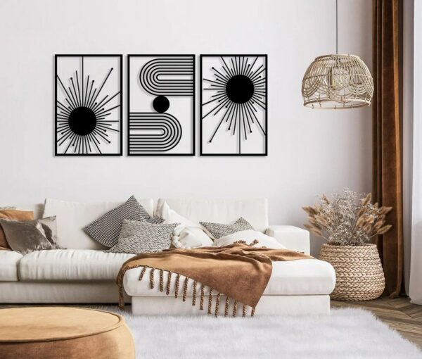 Unique Boho Wood Wall art Set of 3 Panel Each 60x40