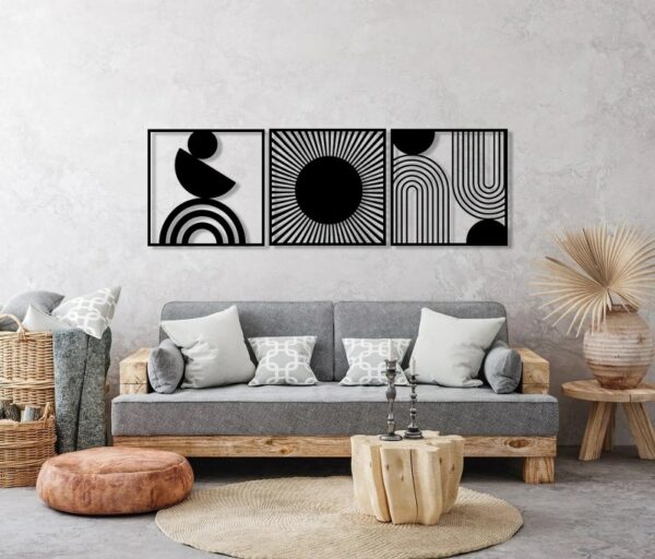 Geometric Unique wood Wall Art - Set of 3 Panel Each 60x60