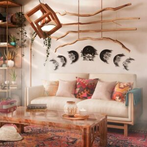Floral Moon Phase Wood Wall Art - Set of 7 Each 30x30
