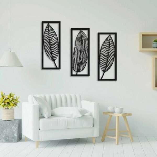 Leaf Wood Wall Dcor - Set of 3 Each 80x30