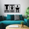 Geometric Mid-Century Modern wood Wall Art - Set of 3 Each 80x60